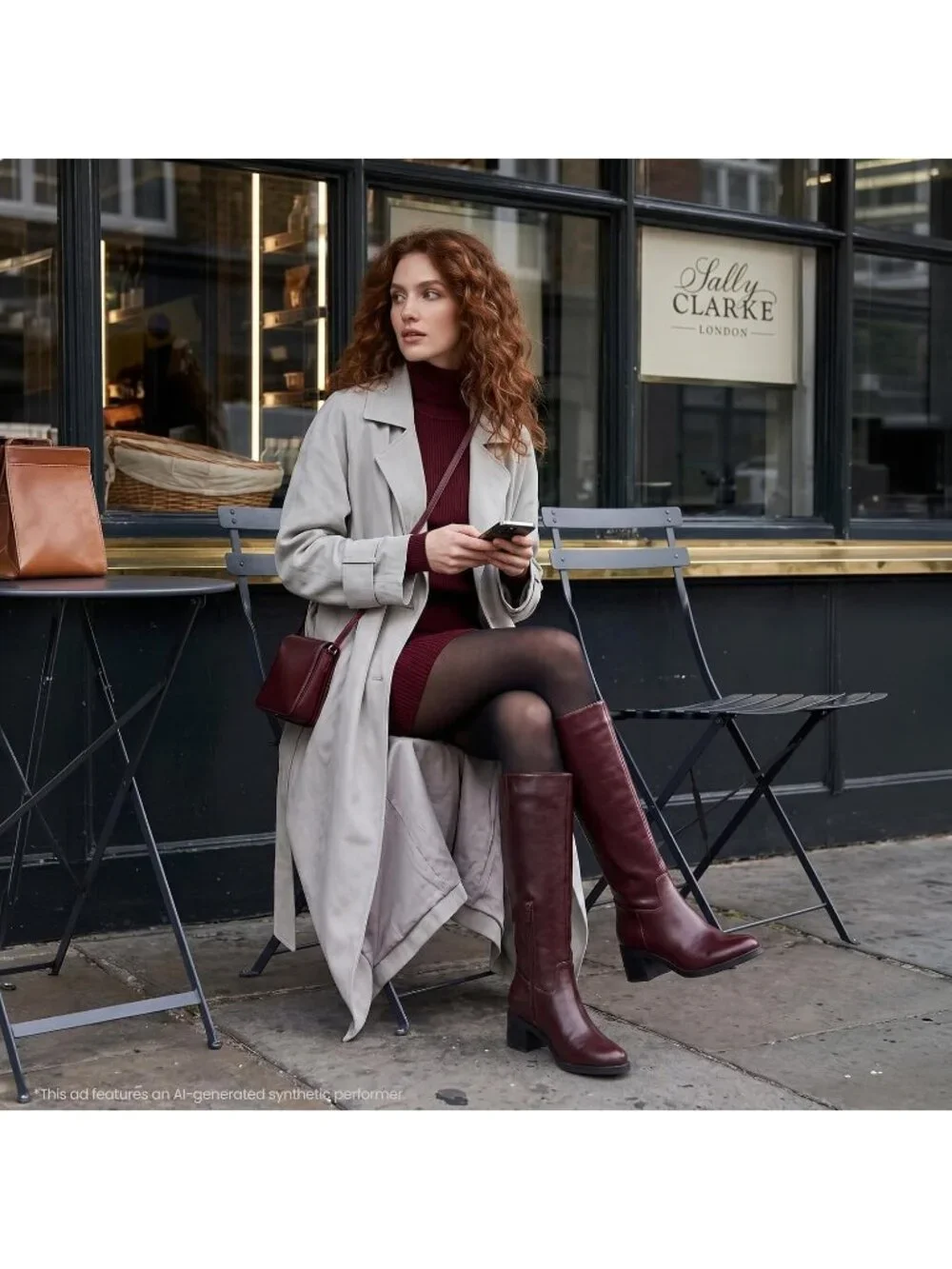 Women's Burgundy Chunky Heel Round Toe Pu Suede Side Zipper Knee High Boots